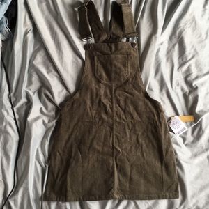 forest green corduroy overall dress